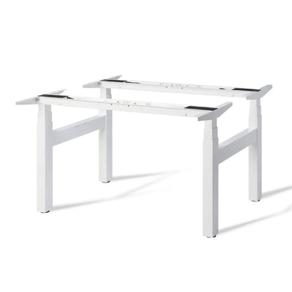 Duplex electric height adjustable standing desk in white frame from Livewell Furniture at www.livewellfurniture.co.uk