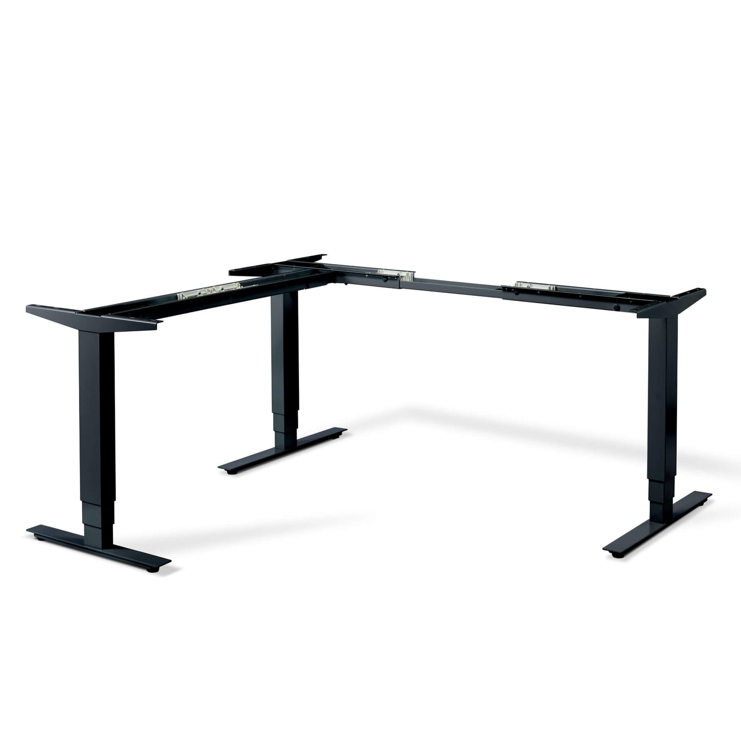 Elevate electric height adjustable standing corner desk black frame from Livewell Furniture at www.livewellfurniture.co.uk