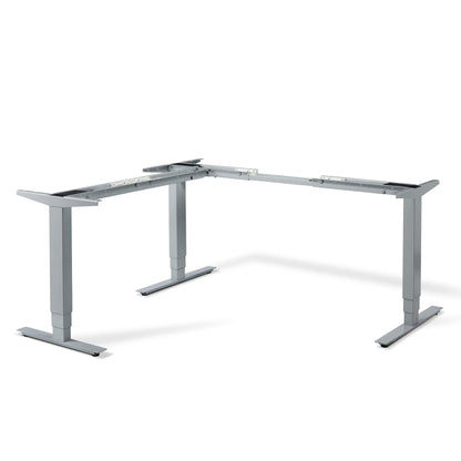 Elevate electric height adjustable standing corner desk silver frame from Livewell Furniture at www.livewellfurniture.co.uk