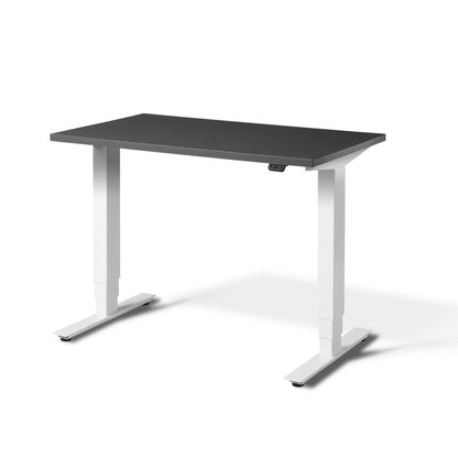 Elevate Mini electric height adjustable standing desk with white frame and graphite desktop from Livewell Furniture at www.livewellfurniture.co.uk