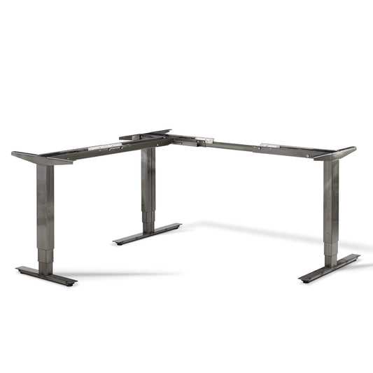 Elevate Raw electric height adjustable standing corner desk frame from Livewell Furniture at www.livewellfurniture.co.uk