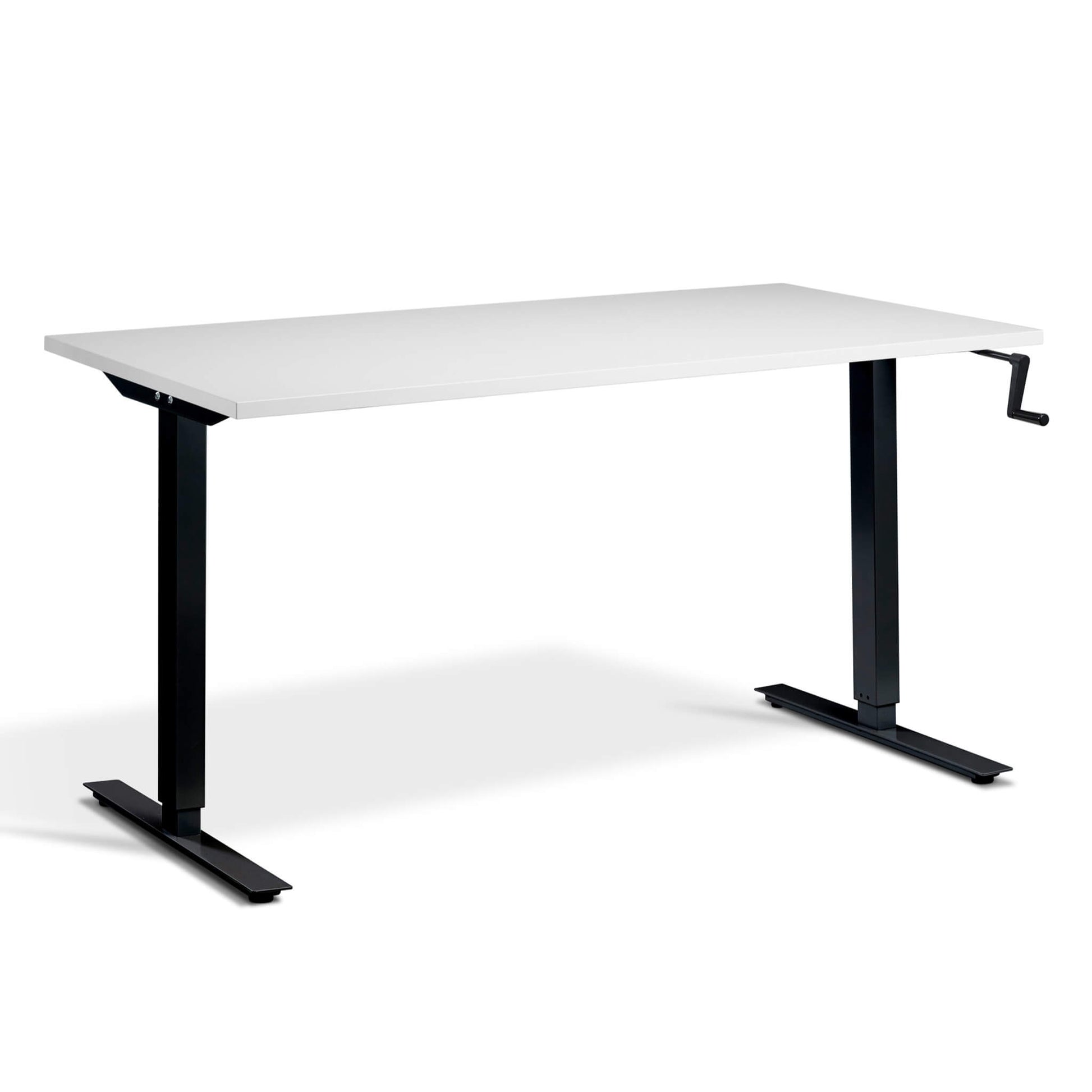 Kinetic height adjustable standing desk in black frame with white desktop from Livewell Furniture at www.livewellfurniture.co.uk