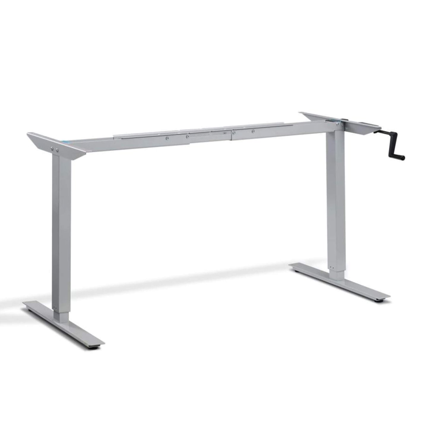    Kinetic height adjustable standing desk frame in silver from Livewell Furniture at www.livewellfurniture.co.uk