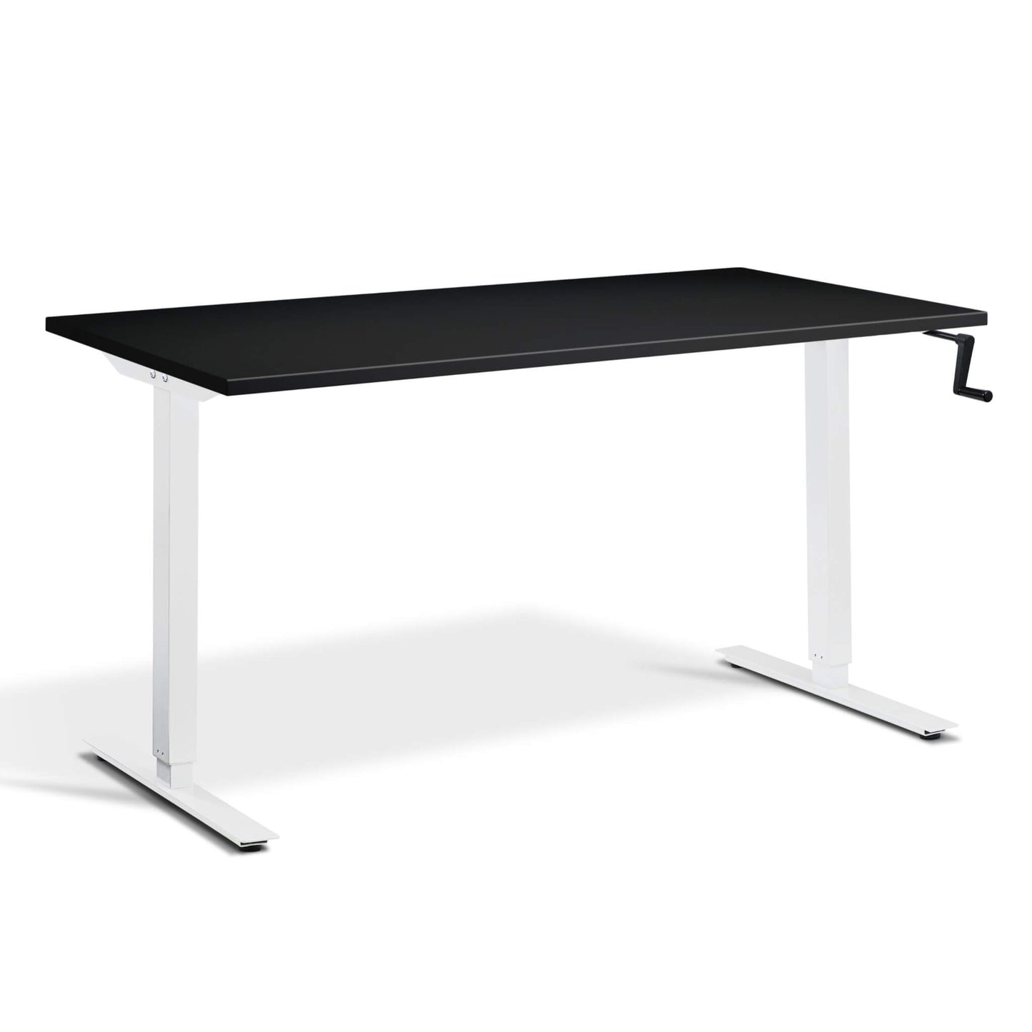 Kinetic height adjustable standing desk in white frame with black desktop from Livewell Furniture at www.livewellfurniture.co.uk