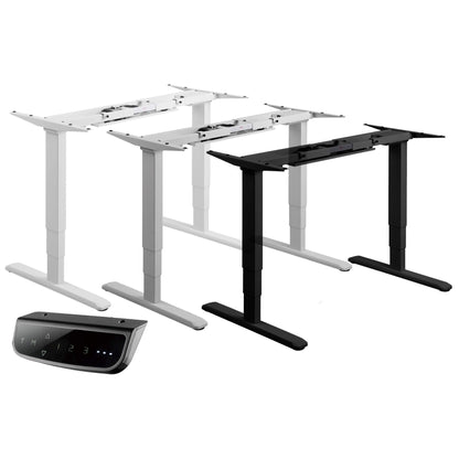 Motion electric height adjustable standing desk frame colour options of white, silver and black from Livewell Furniture at www.livewellfurniture.co.uk