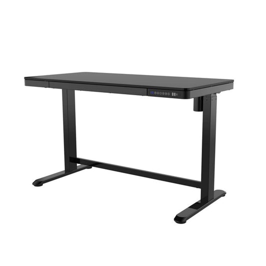 Smart USB electric height adjustable standing desk with drawer in black with matt desktop finish from Livewell Furniture at www.livewellfurniture.co.uk