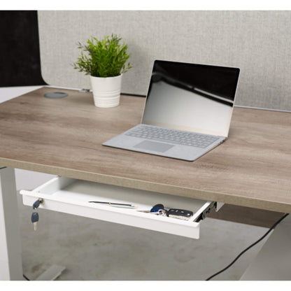 White under desk drawer for standing desk in use from Livewell Furniture at www.livewellfurniture.co.uk